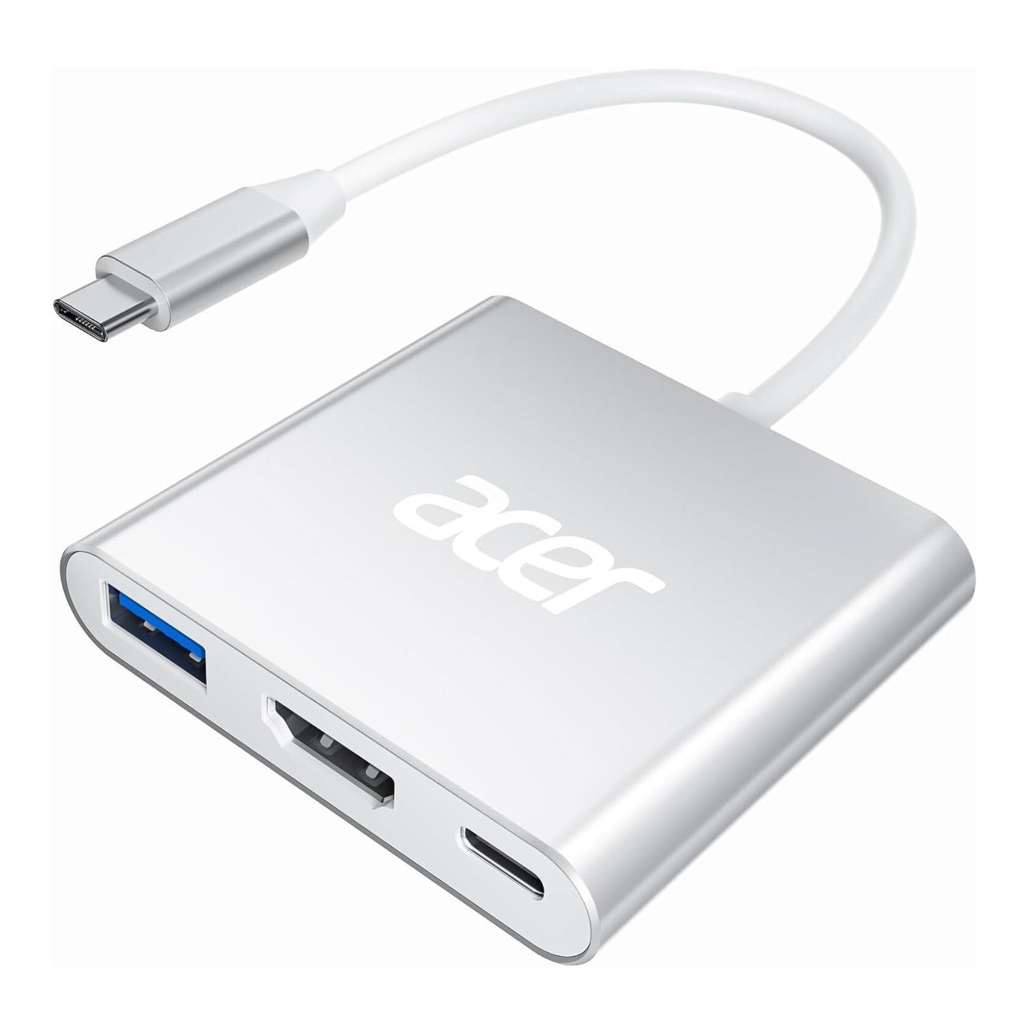 Acer USB-C to HDMI 4K Hub with 100W PD and USB-A 3.0 Port (Silver)
