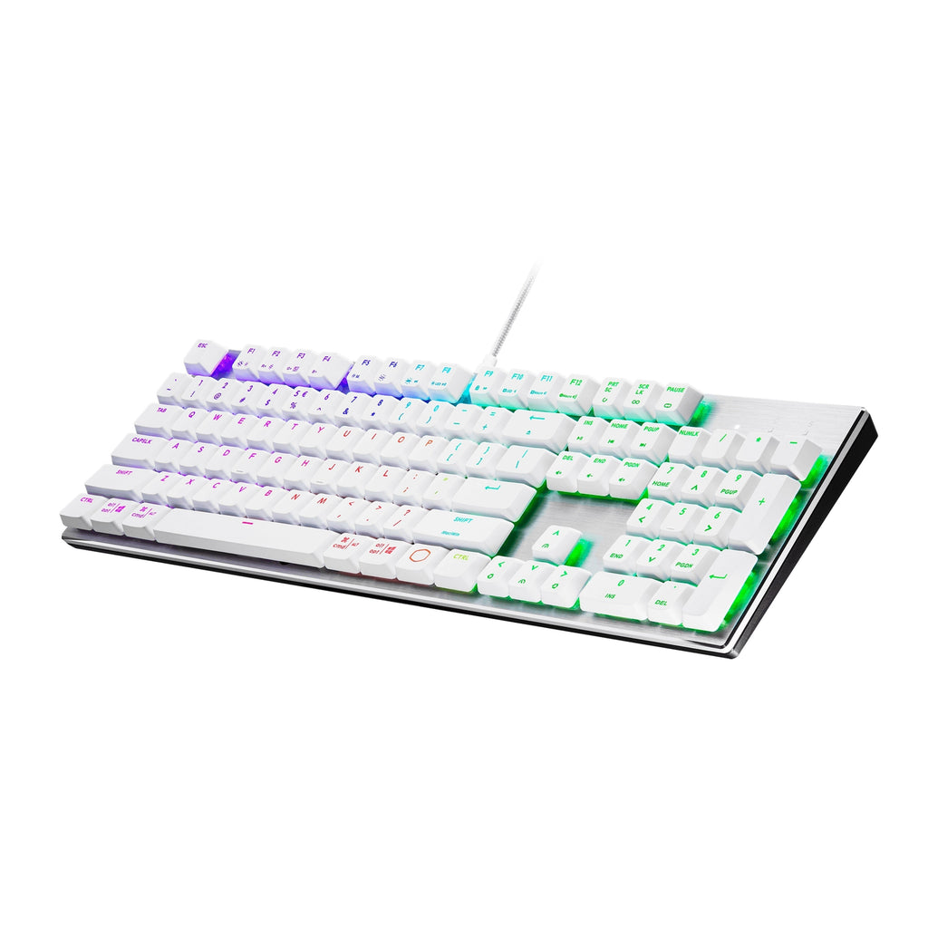Cooler Master SK652 Full Mechanical Gaming Keyboard with Low Profile Red Switches (Silver/White)