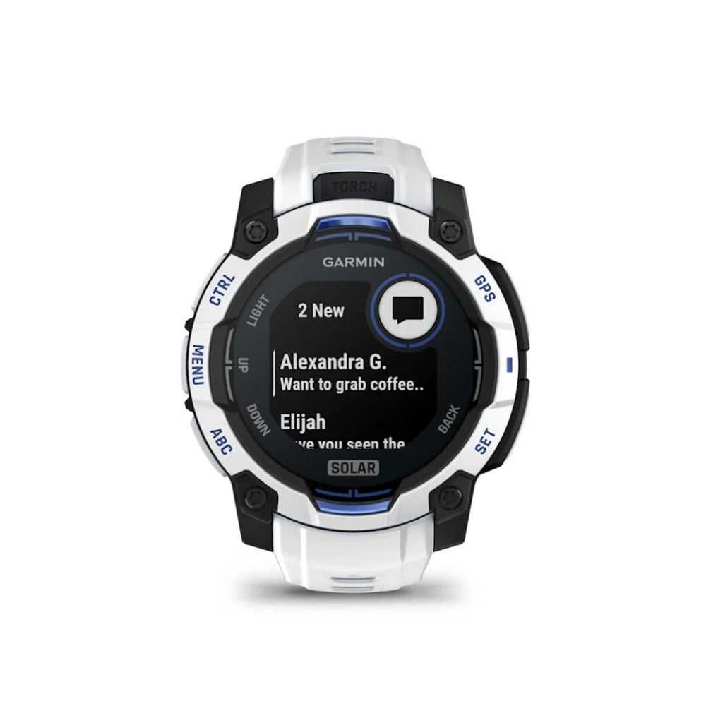 Garmin Instinct 3 GPS Smartwatch (Whitestone/Bolt Blue)