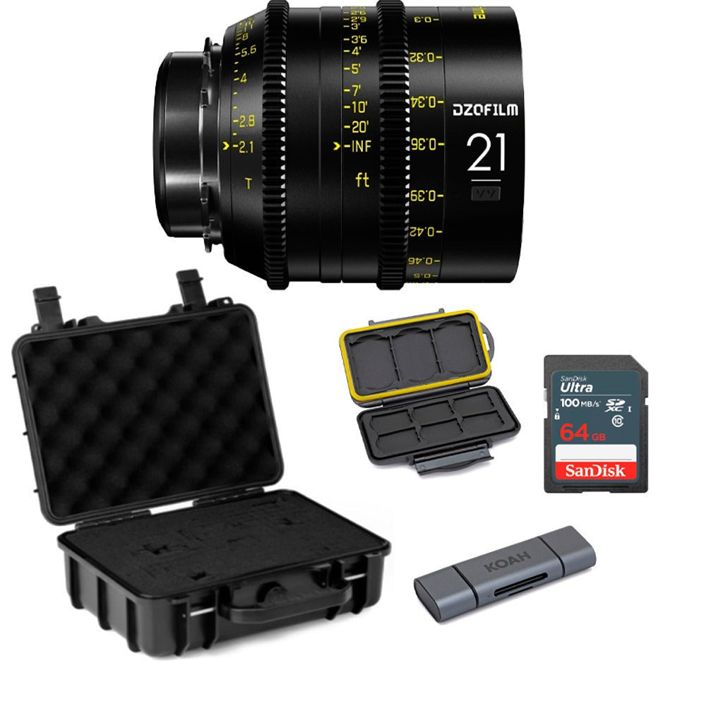 DZOFilm Vespid 21mm T2.1 Lens for Soft and Natural Bokeh (PL and EF Mounts) with Carry Case Bundle