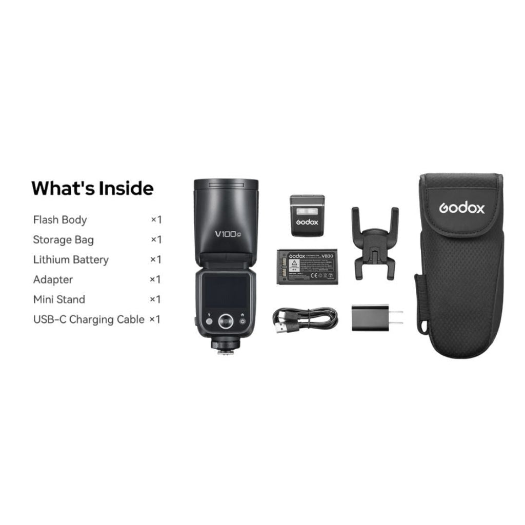 Godox V100 100W On-Camera Flash for Nikon with Full-Color Touchscreen and Powerful Battery (Black)