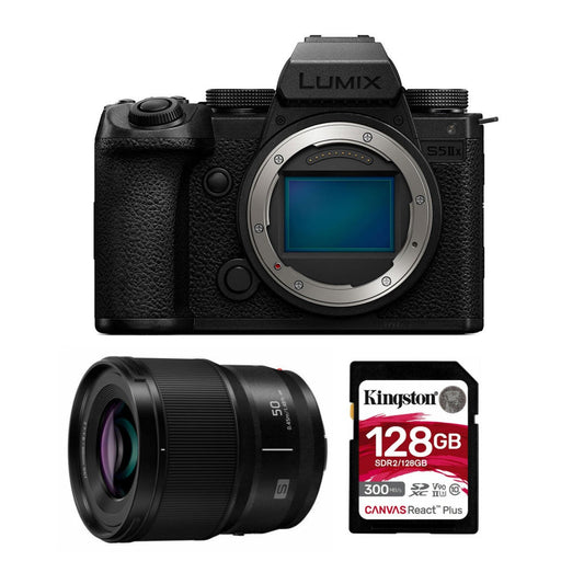 Panasonic Lumix S5 IIX 24.2MP Full Frame Mirrorless Camera with 50mm f/1.8 Lenses and 128GB SD Card