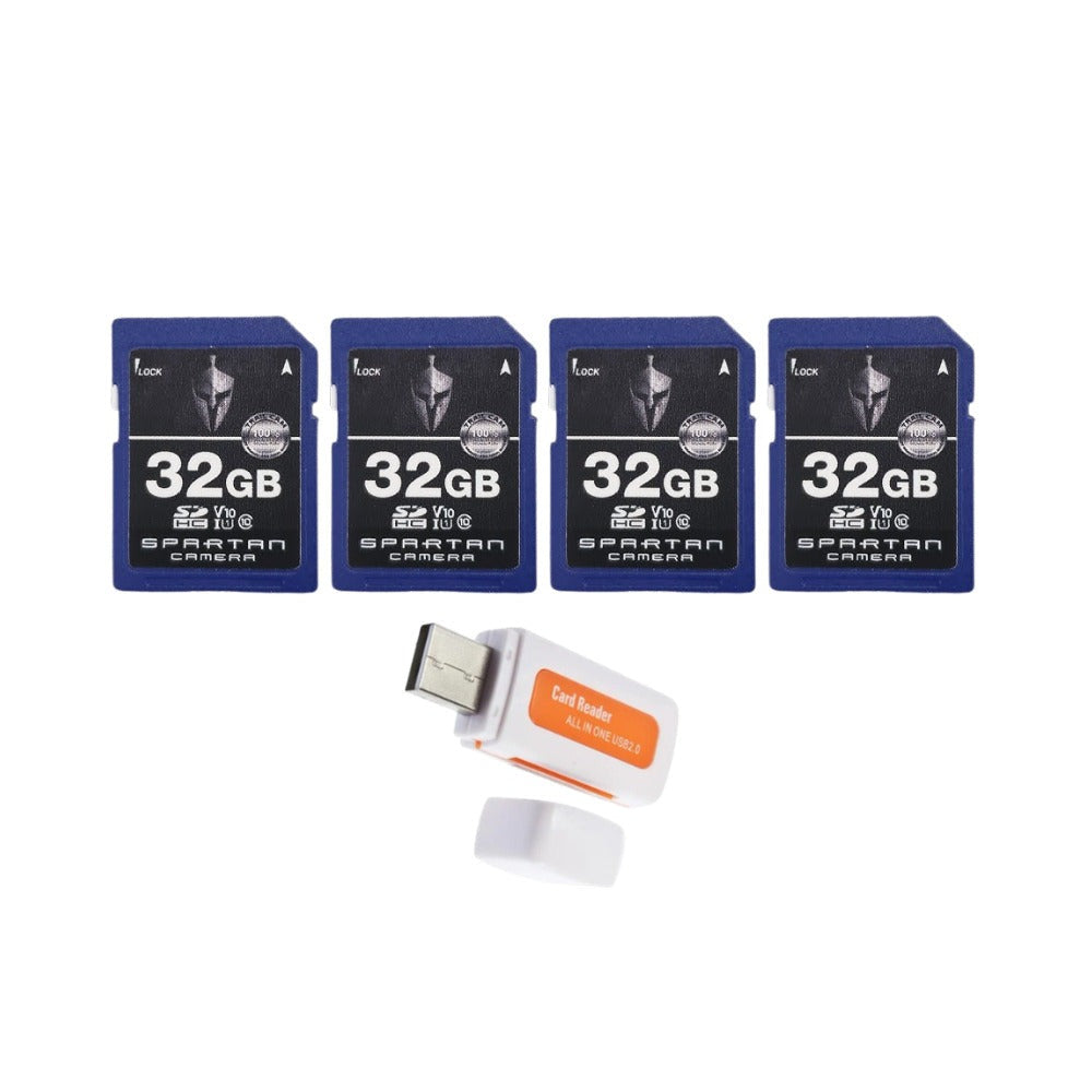 Spartan 32GB Class 10 SD Card (4-Pack) with Micro SD Reader and Writer Bundle