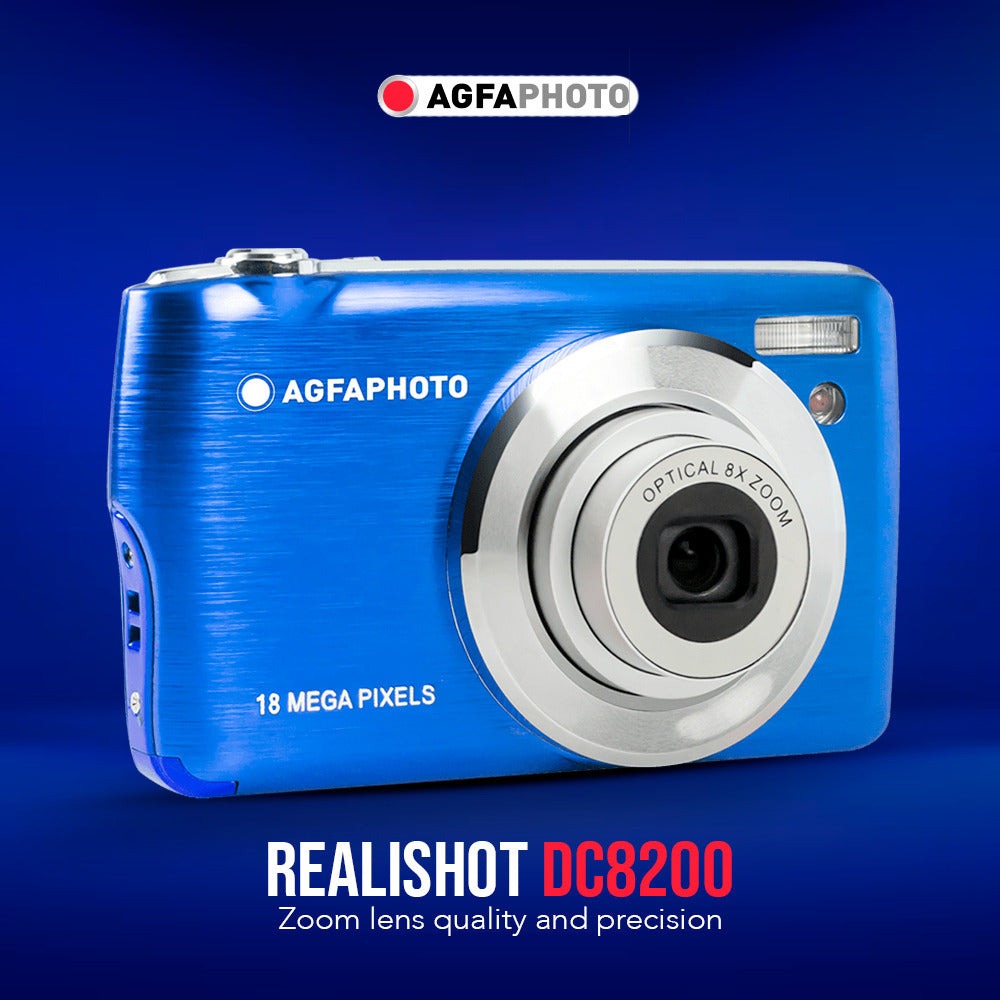Agfa Photo DC8200 Compact Digital Camera (Blue) with Camera Case (Black and Galaxy Blue) Bundle