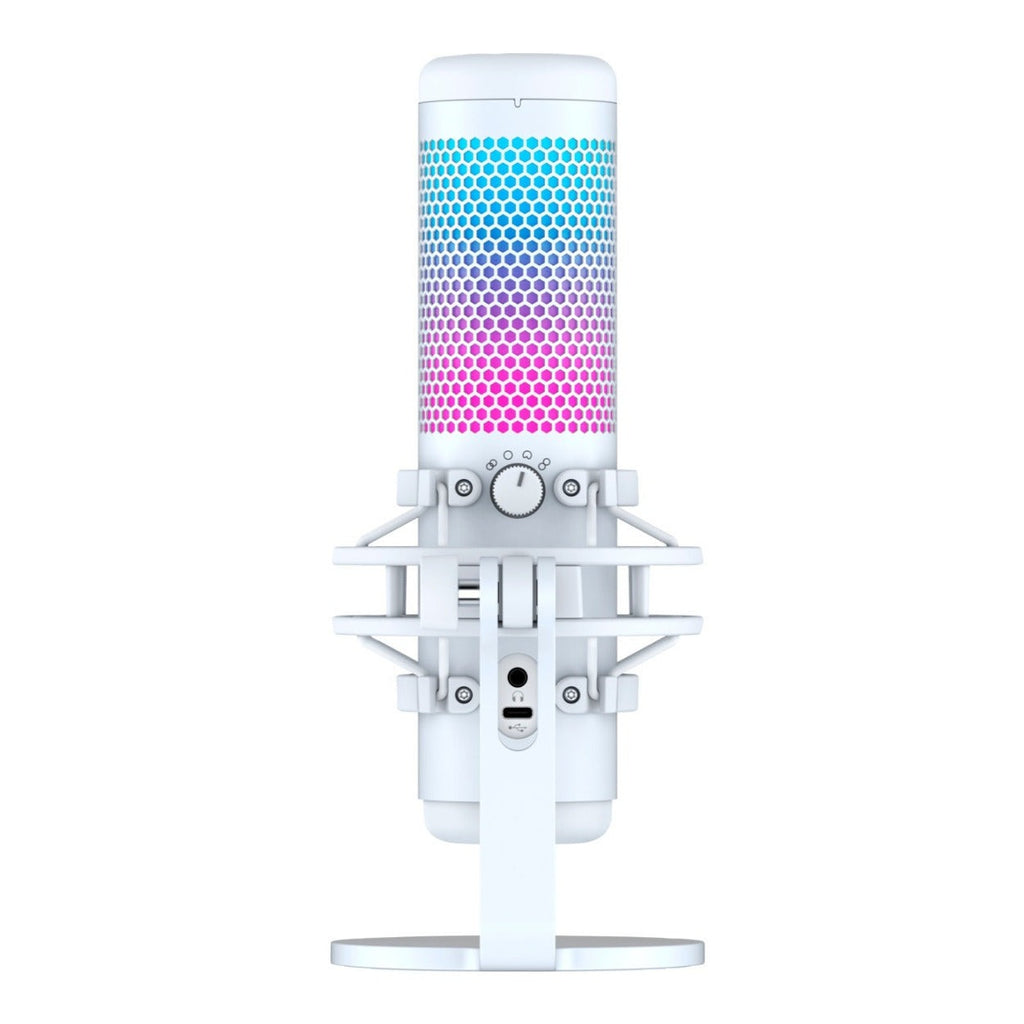 HyperX QuadCast S USB Gaming Microphone with RGB Lighting, White/Gray (Certified Refurbished)