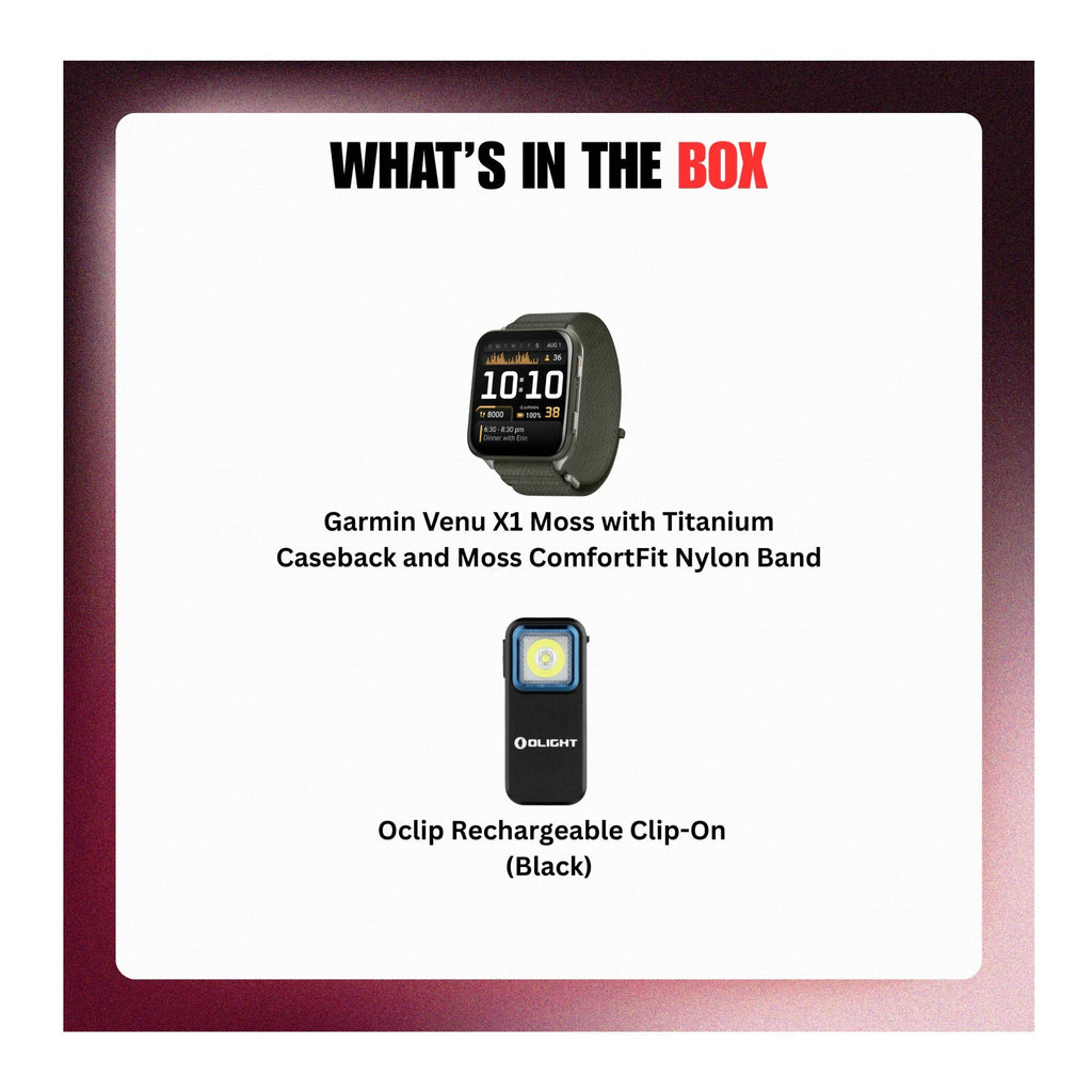 Garmin Venu X1 Moss with Titanium Caseback and Moss ComfortFit Nylon Band Bundle