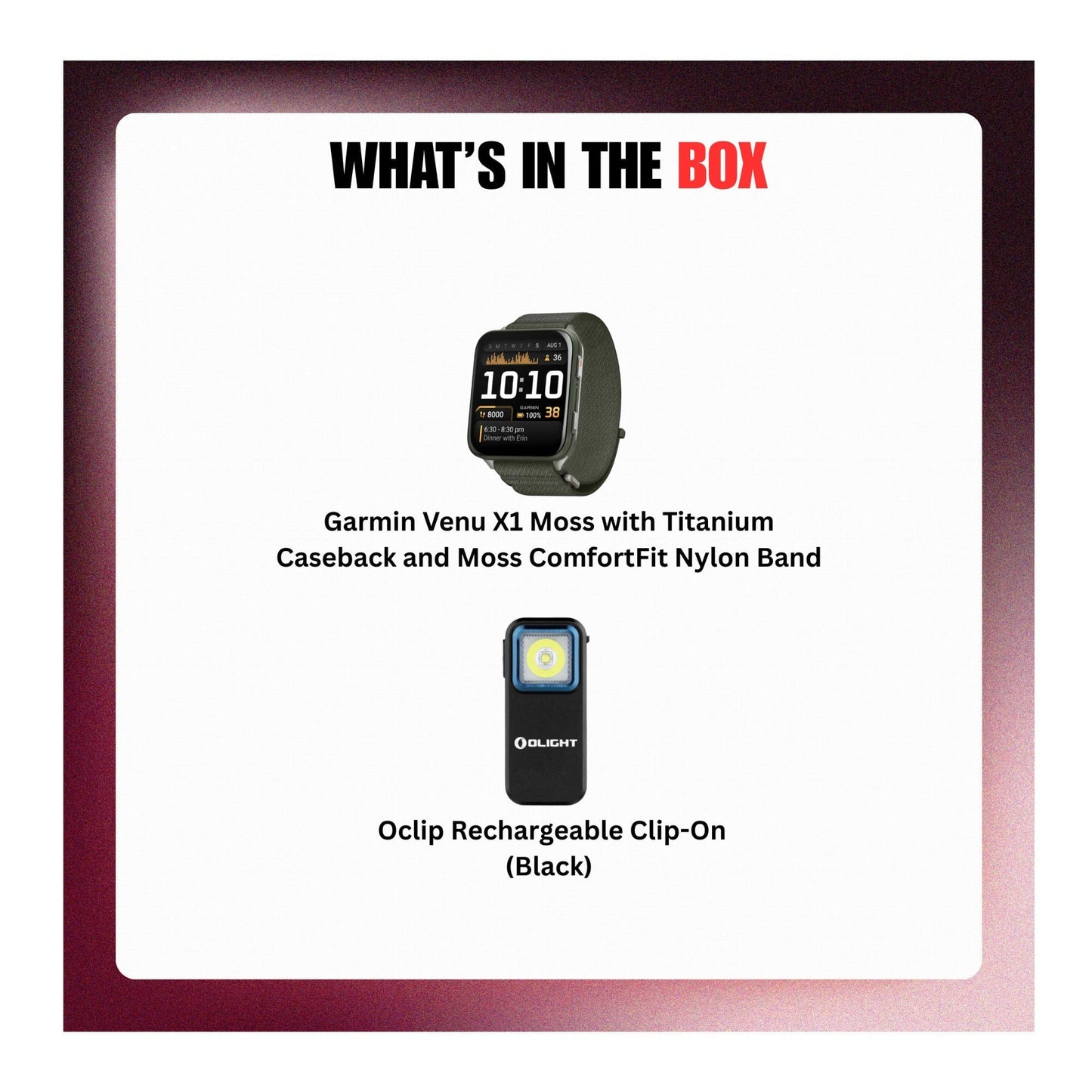Garmin Venu X1 Moss with Titanium Caseback and Moss ComfortFit Nylon Band Bundle