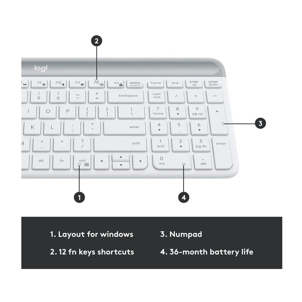 Logitech MK470 Slim Logitech Wireless Keyboard and Mouse Combo (Off-White)