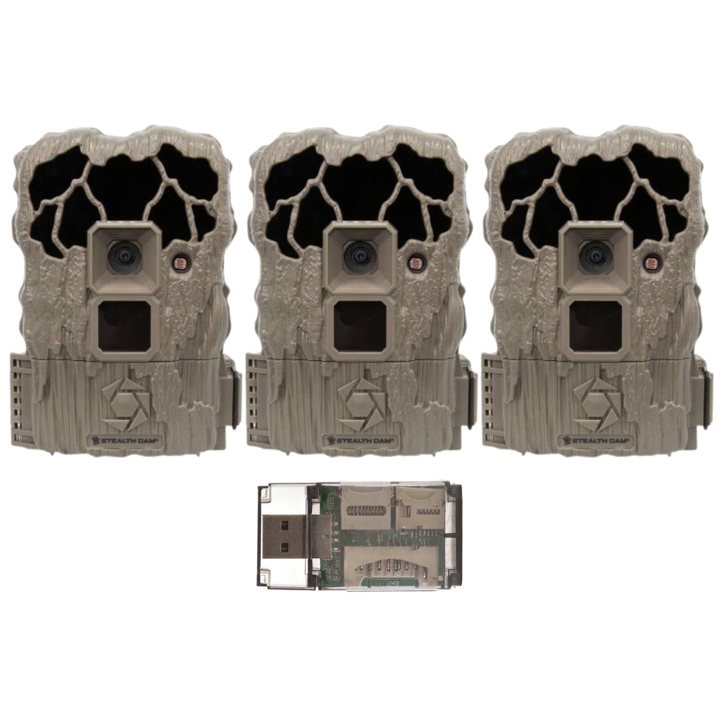 Stealth Cam Trail Camera - 22MP Image & 720p Video Capture with Card Reader (3-Pack)