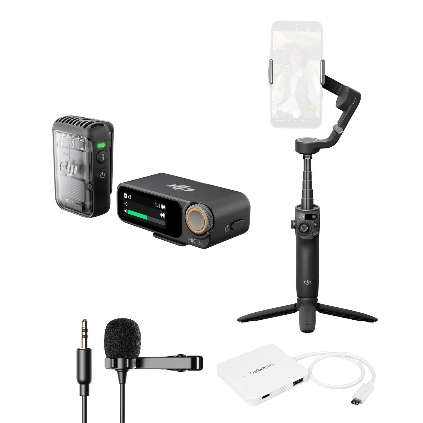 DJI Mic 2 with Omnidirectional Audio Recording Feature (1 TX and 1 RX) with Gimbal Bundle