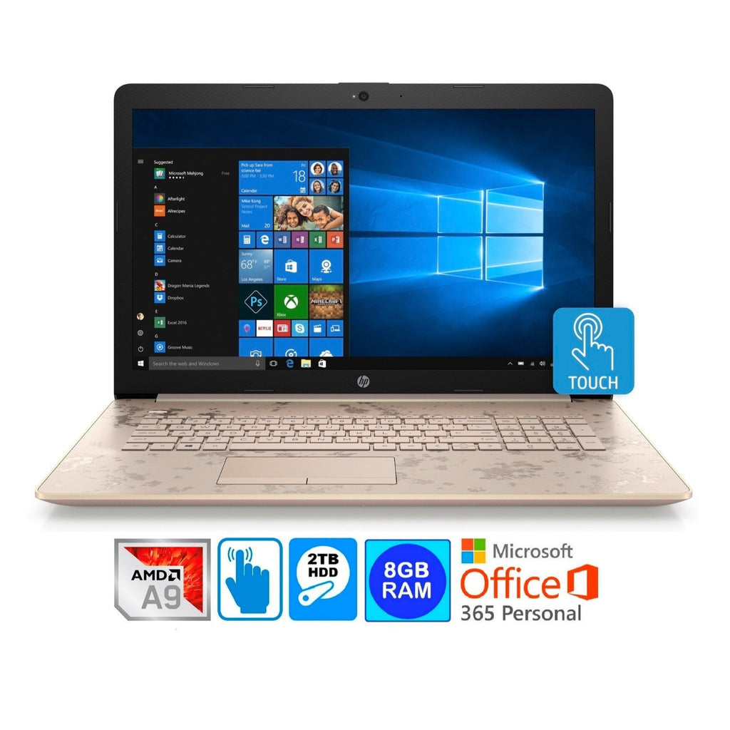 HP Laptop, 15.6" HD Touch, AMD A9-9425, 8GB RAM, 2TB HDD, Microsoft 365 Personal 1-Year (Certified Refurbished)