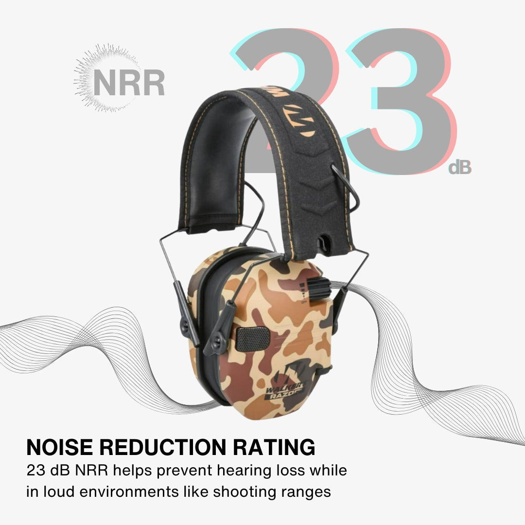 Walker's Razor Walkie Talkie Bundle with Ear Muff (Duck Camo) and Accessories