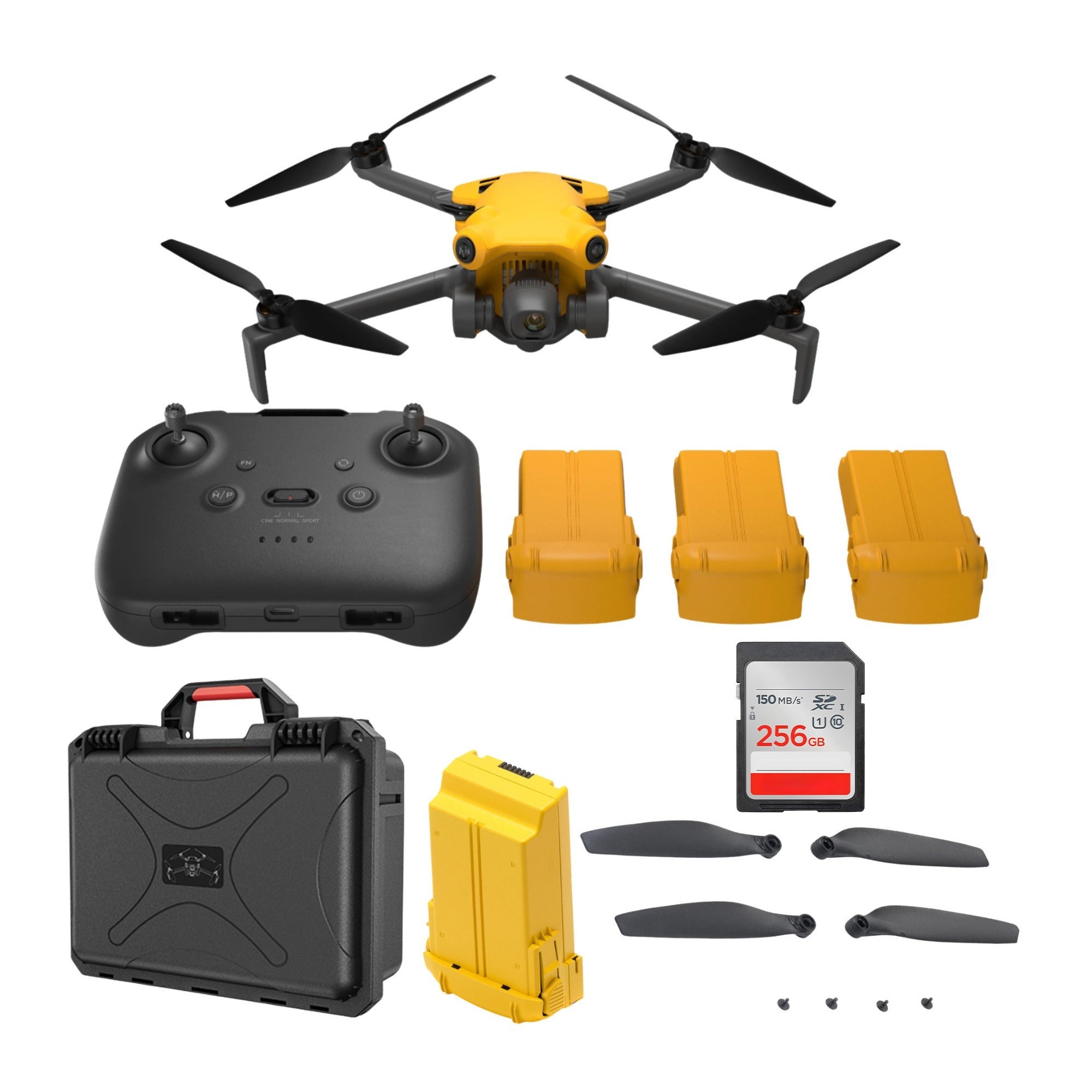 SKYROVER X1 48MP 4K Fly More Combo Drone (Yellow) Bundle with Accessories