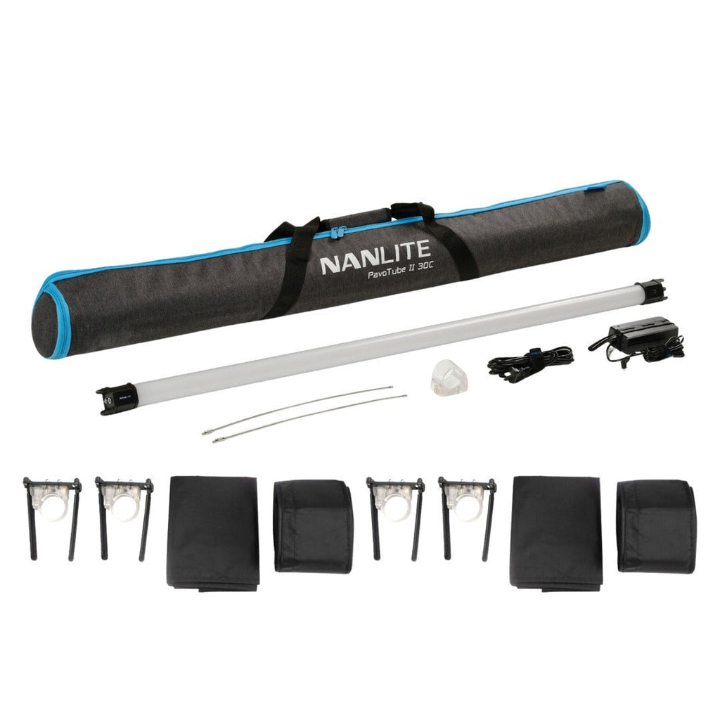 Nanlite PavoTube II 30C RGB LED Tube Light Kit and 2 Fabric Barndoors Bundle