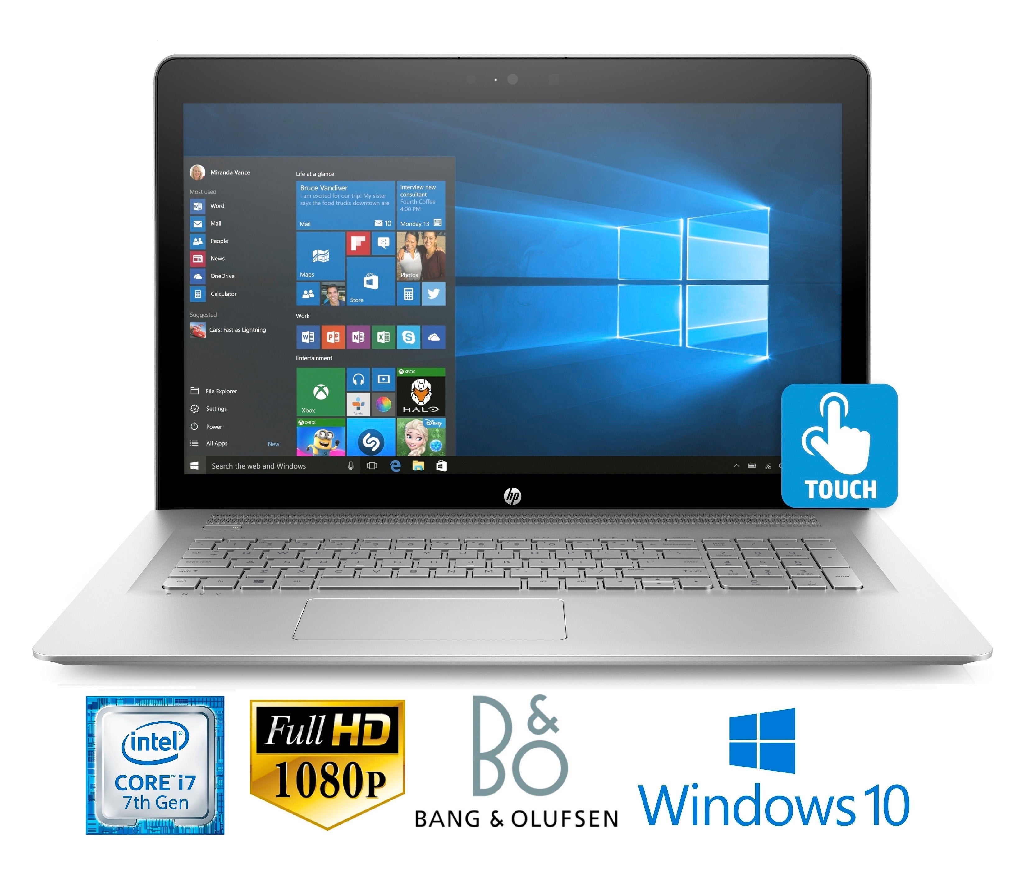 HP Envy 15 Laptop, 15.6" Full HD Touch, Intel Core i7-7500U, 16GB RAM (Silver) (Certified Refurbished)