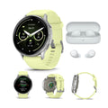 Garmin Venu 4 45mm AMOLED (Silver/Citron) GPS Smartwatch with Earbuds Bundle