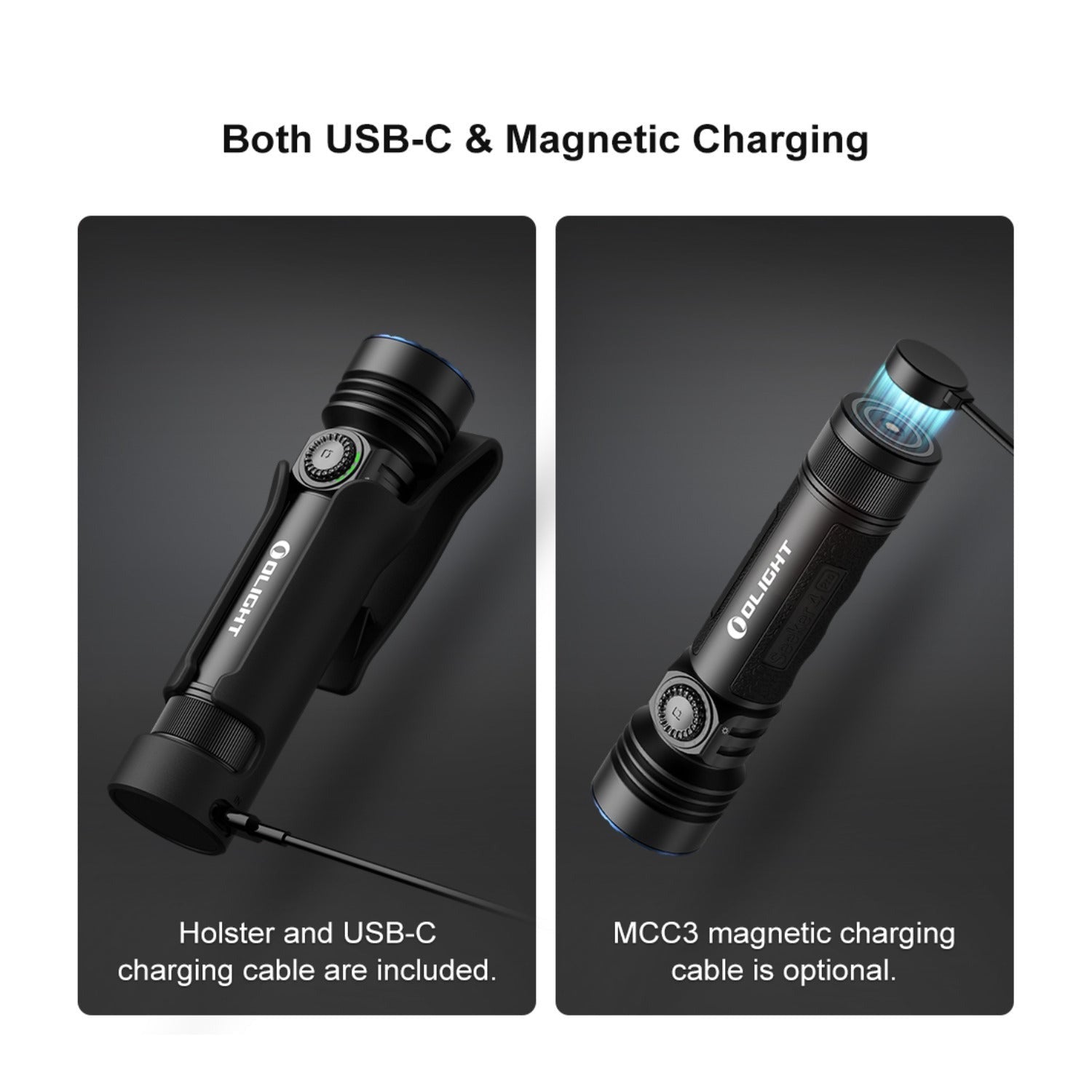 Olight Seeker 4 Pro Rechargeable LED Flashlight (Cool White, Matte Black)
