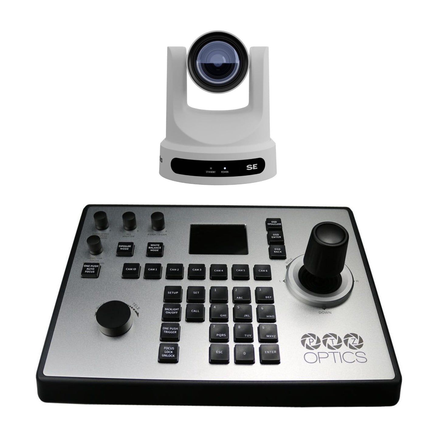 PTZOptics Move SE 30x 1080p Full HD Advanced PTZ Auto-Tracking Pan Tilt Zoom Camera (White) Bundle