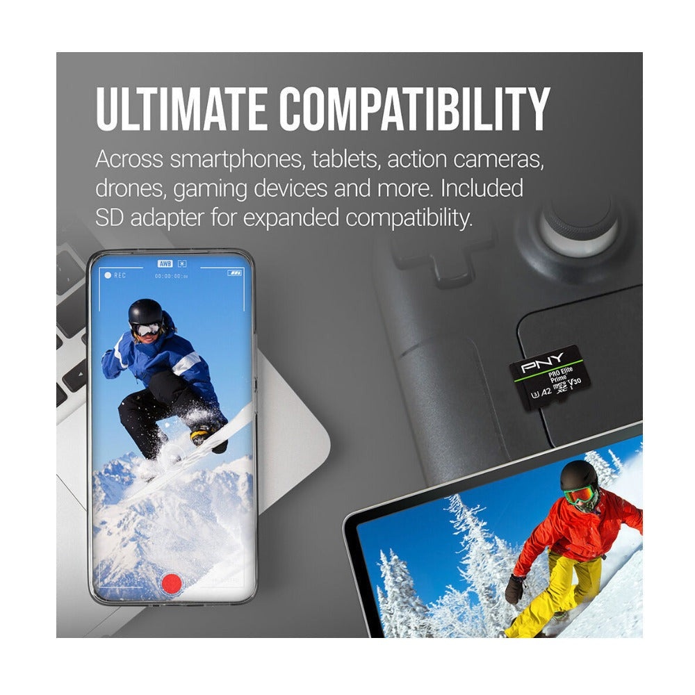 PNY 256GB PRO Elite Prime microSDXC Memory Card with SD Adapter