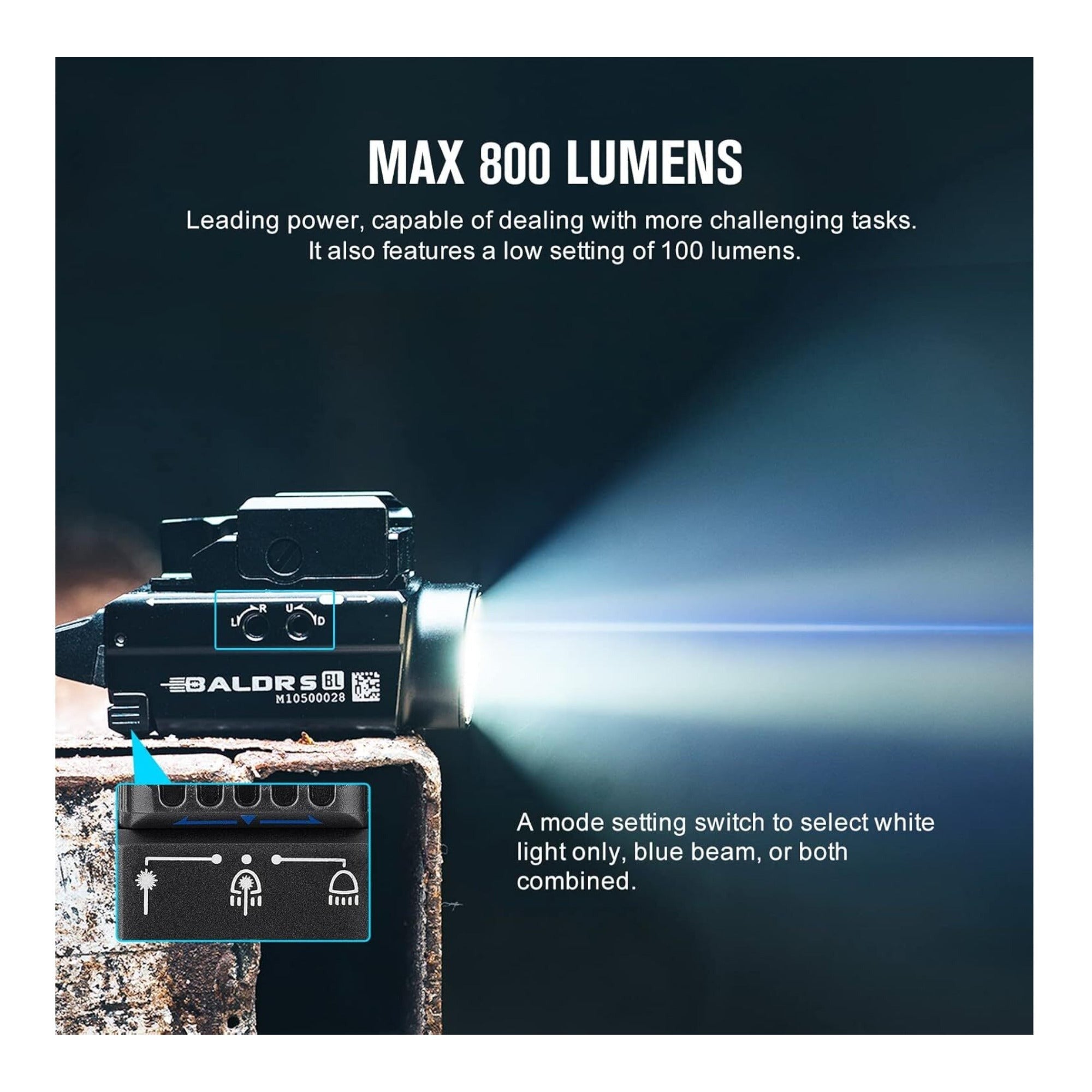 OLIGHT Baldr S Blue Beam 800 Lumens Magnetic USB Rechargeable Flashlight (Black)