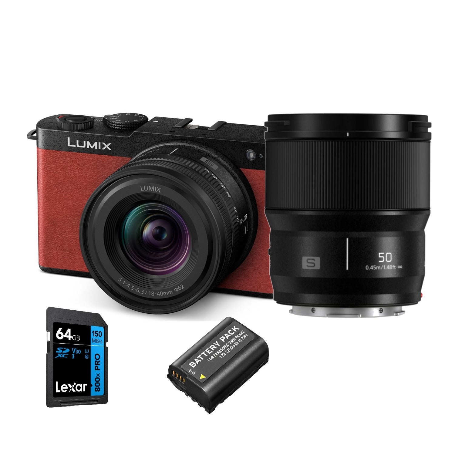 Panasonic LUMIX S9N Full Frame Mirrorless Camera with 18-40mm Lens (Red) Bundle