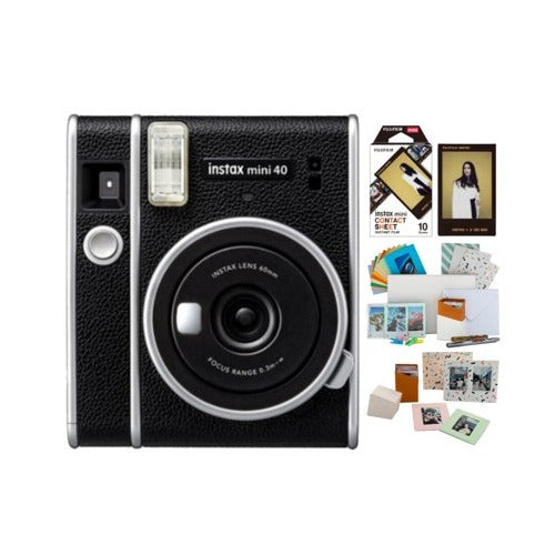 Fujifilm Instax Mini 40 Instant Film Camera with Contact Sheet Instant Film and Creative Memento Set