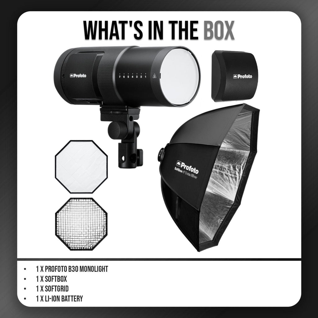 Profoto B30 Monolight Bundle with Softbox, Softgrid and Battery