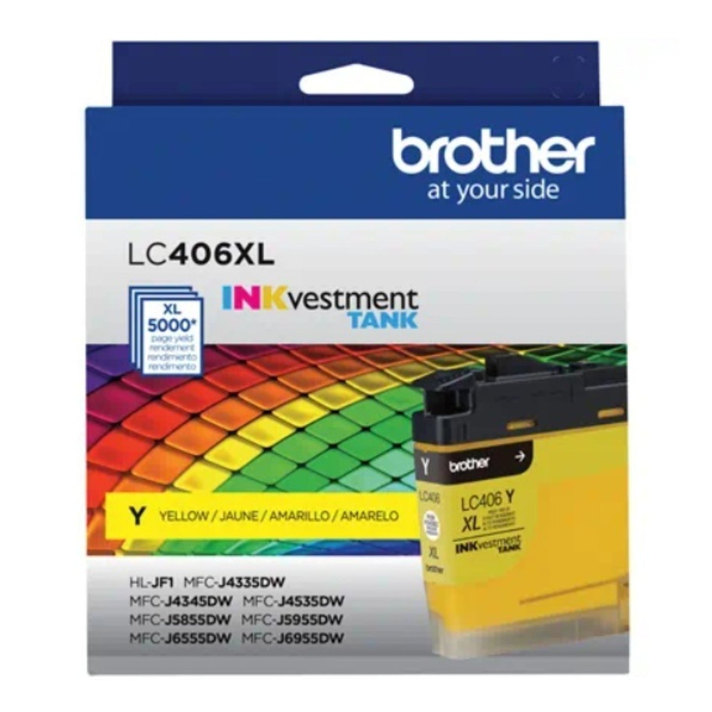 Brother LC406XLY Yellow INKvestment Tank Cartridge with High-Yield 5,000 Pages and Mess-Free Design