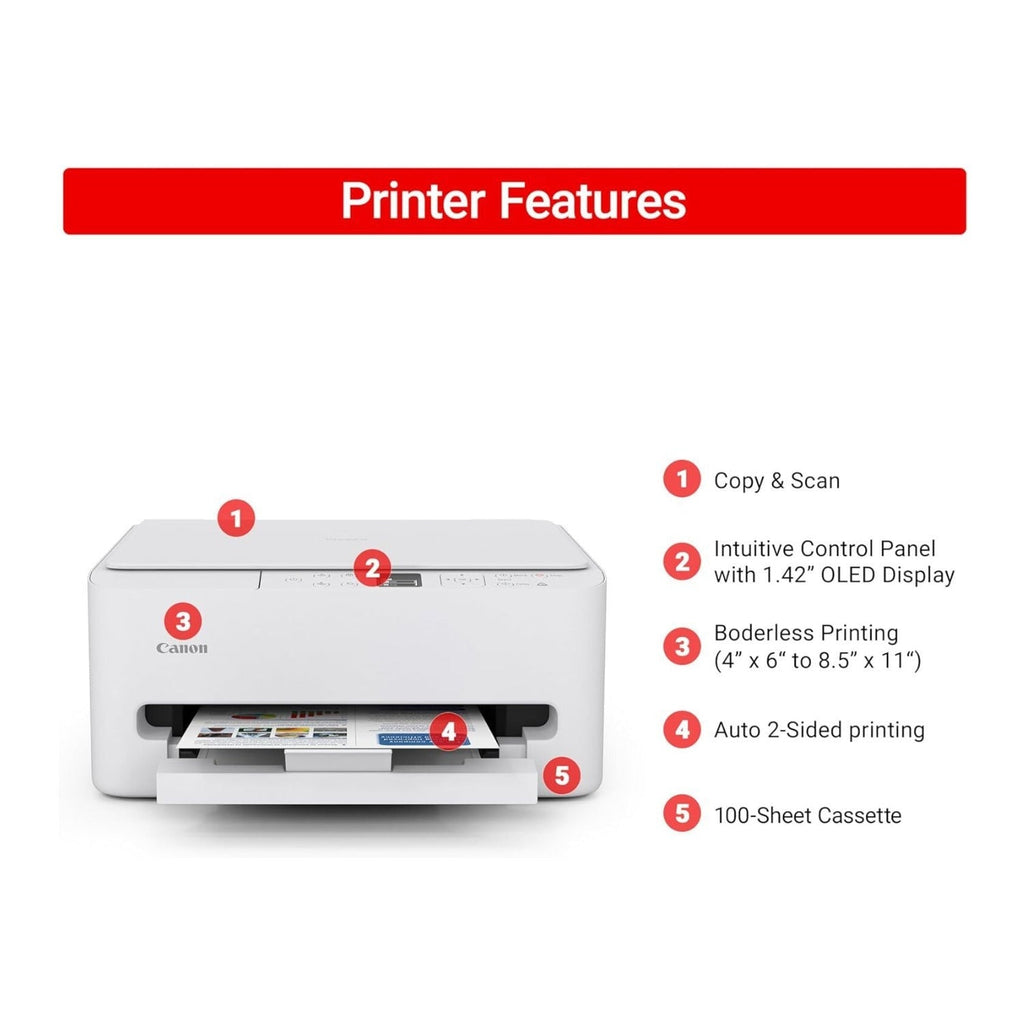 Canon PIXMA TS6520 Wireless Multifunction Inkjet Printer (White)