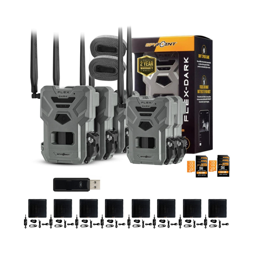 Spypoint Flex Cellular Trail Camera (6 Pack) with Solar Panel and Accessories