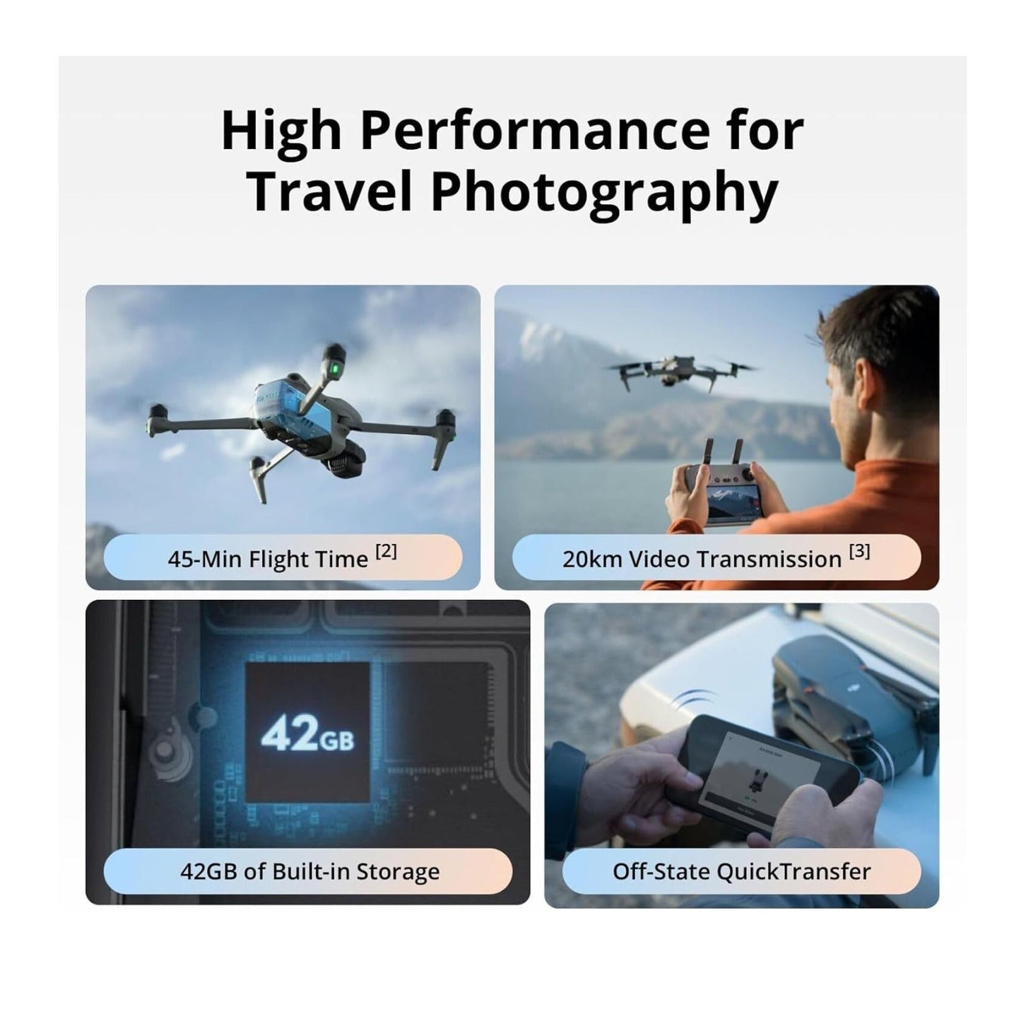 DJI Air 3S Dual Camera Drone Fly More Combo with 128GB microSDXC UHS I Class 10 A2 V30 Memory Card