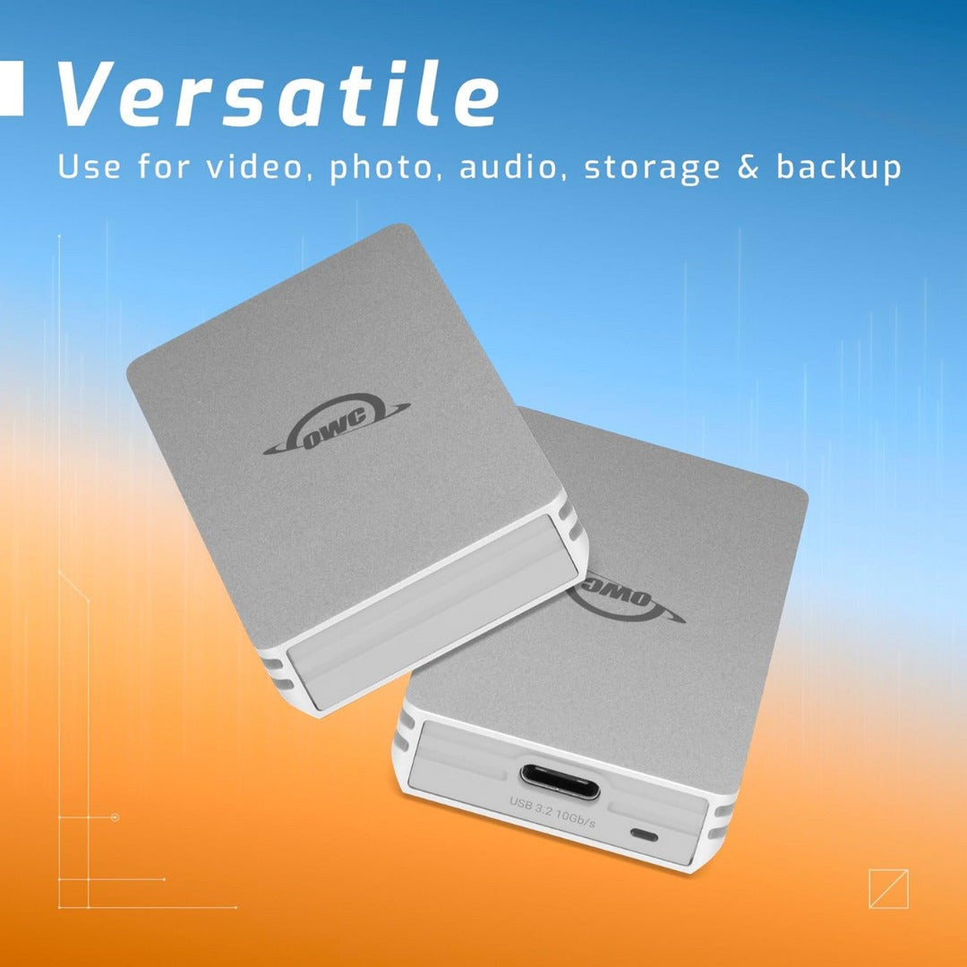 OWC Envoy 1TB Ultra-Portable USB-C NVMe SSD with 1000 MBPS Transfer Speed (Silver) Bundle