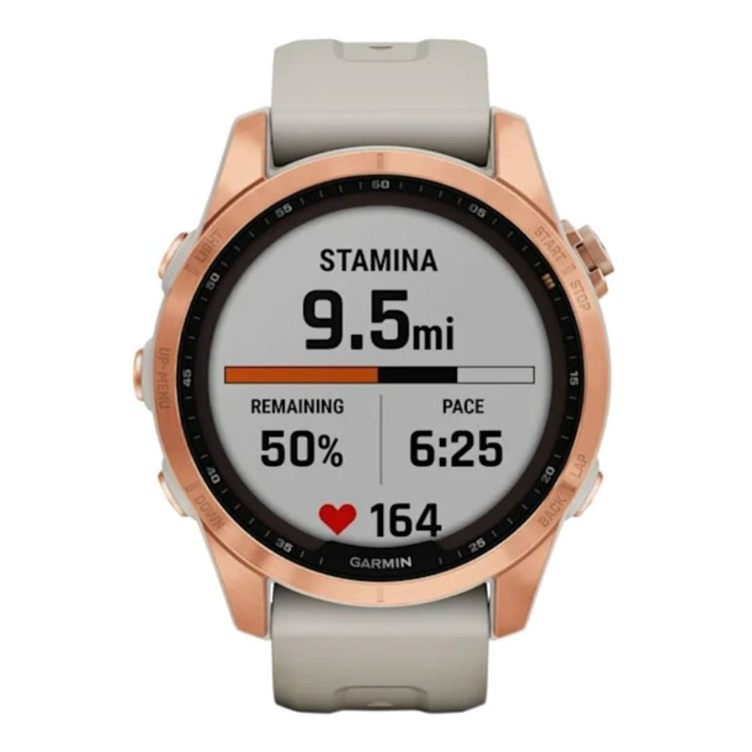 Garmin fenix 7S Solar, Rose Gold w/Light Sand Band