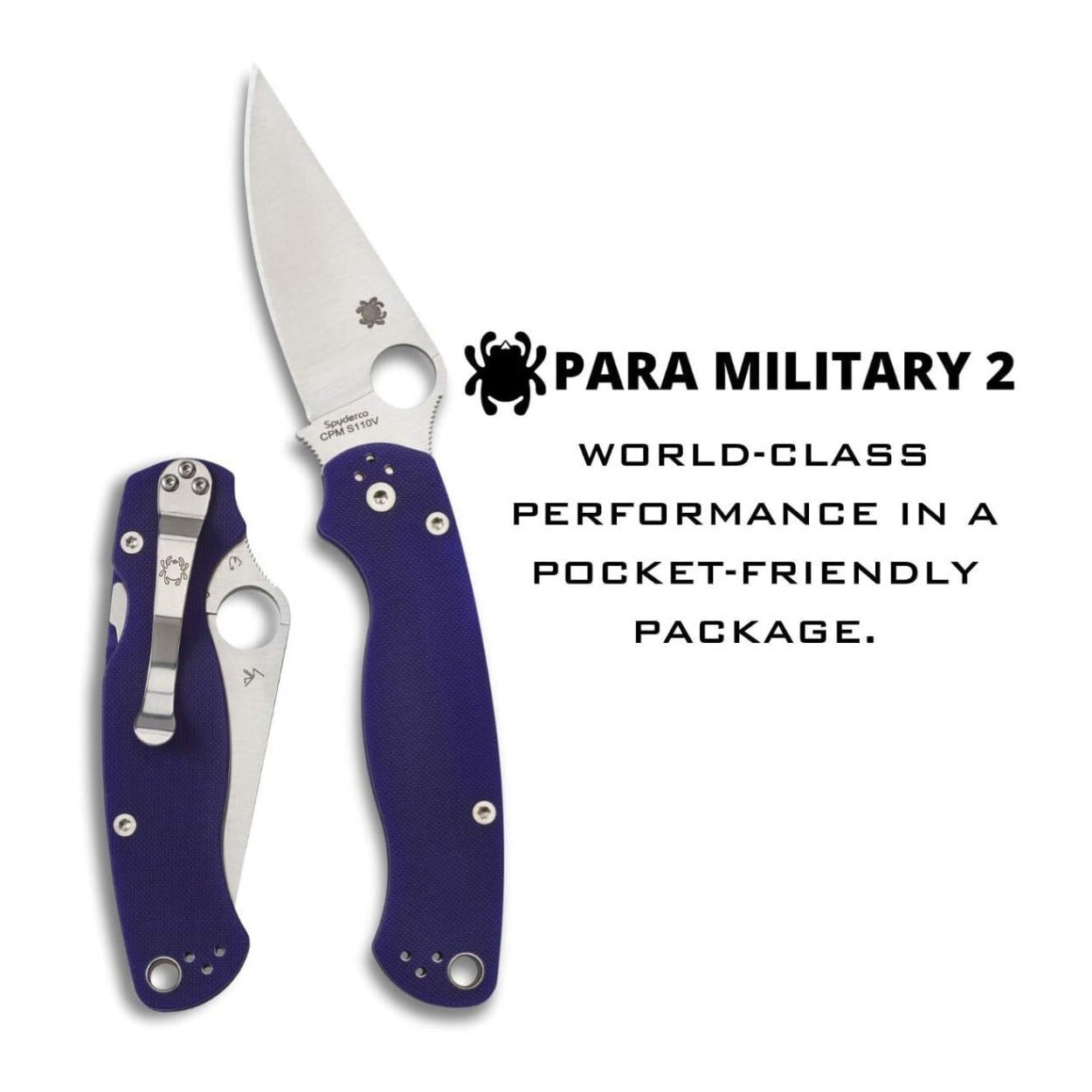 Spyderco Para Military 2 Signature Reliable, Easy to Use and Full Flat Folding Knife (Midnight Blue)