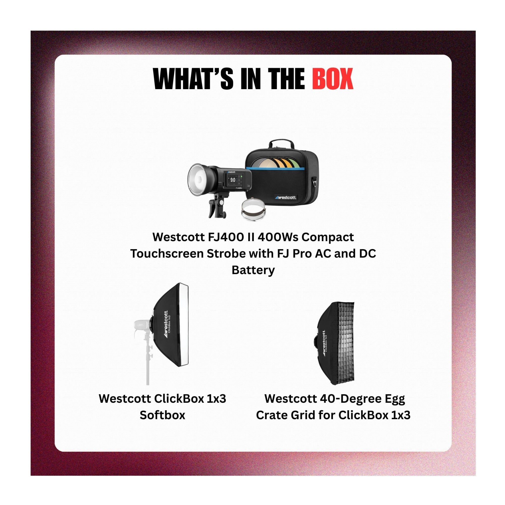 Westcott FJ400 II 400Ws Touchscreen Strobe with FJ Pro AC and DC Battery Bundle