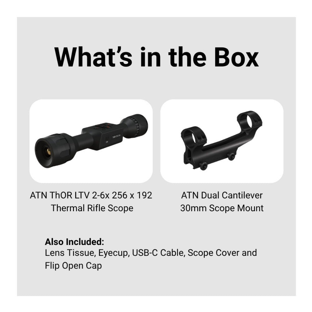ATN ThOR LTV 2-6x 256 x 192 12 Micron Ultra-Light Thermal Rifle Scope Bundle