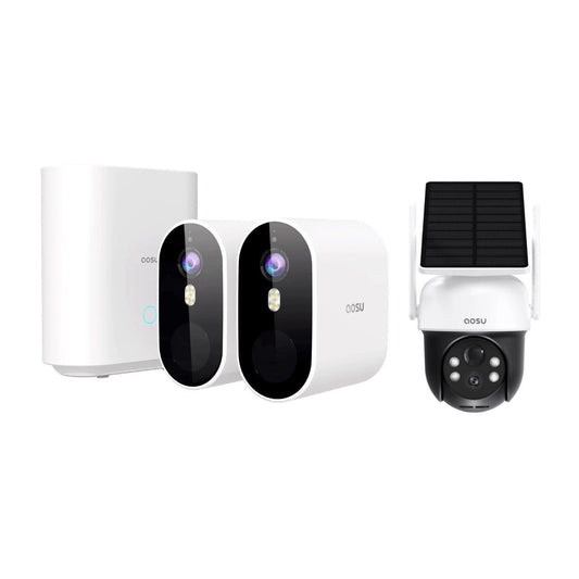 AOSU Security WirelessCam System Pro 2-Cam Kit and SolarCam D1 Classic 2K Camera