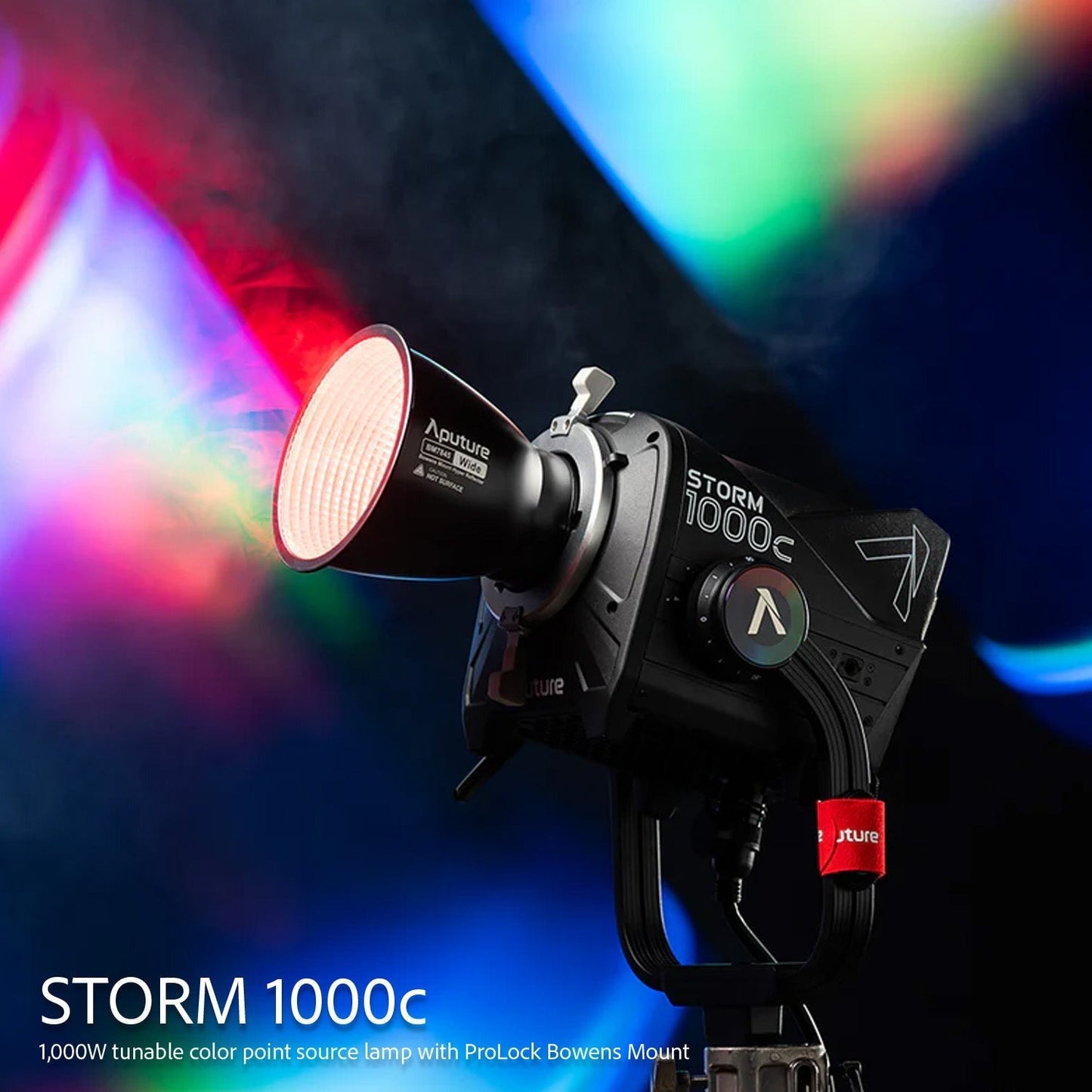 Aputure Storm 1000c Point-Source Fixture with Wide Hyper Reflector (Black) with Black Fresnel Bundle