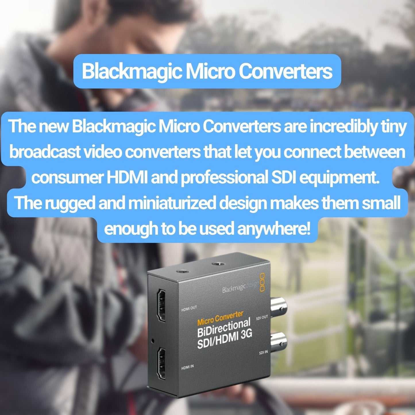 Blackmagic Design Bi-Direct SDI-HDMI 3G PSU Micro Converter (Black) with USB-C Cable Bundle