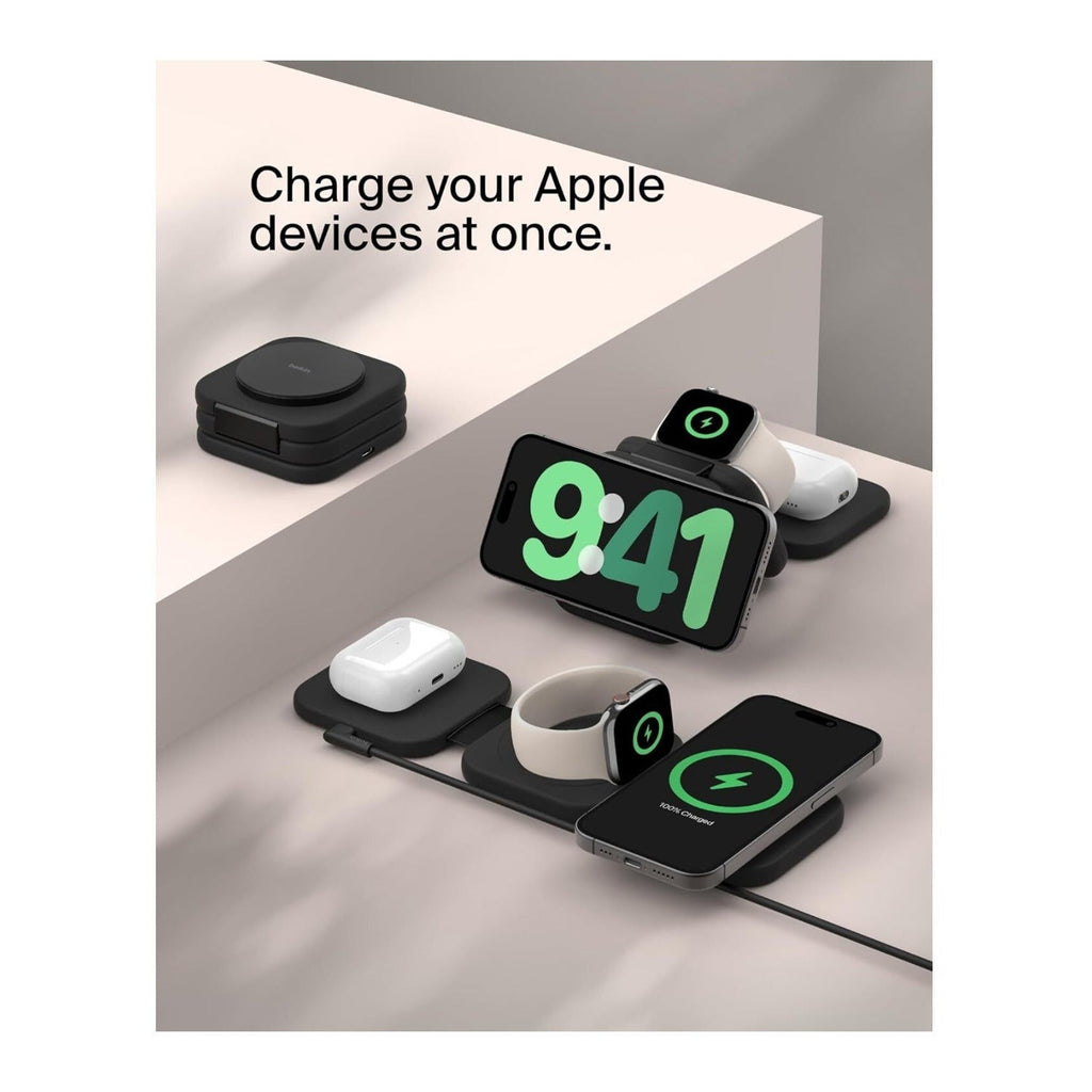 Belkin 3-in-1 Foldable MagSafe Charger for iPhone Apple Watch AirPods with Case