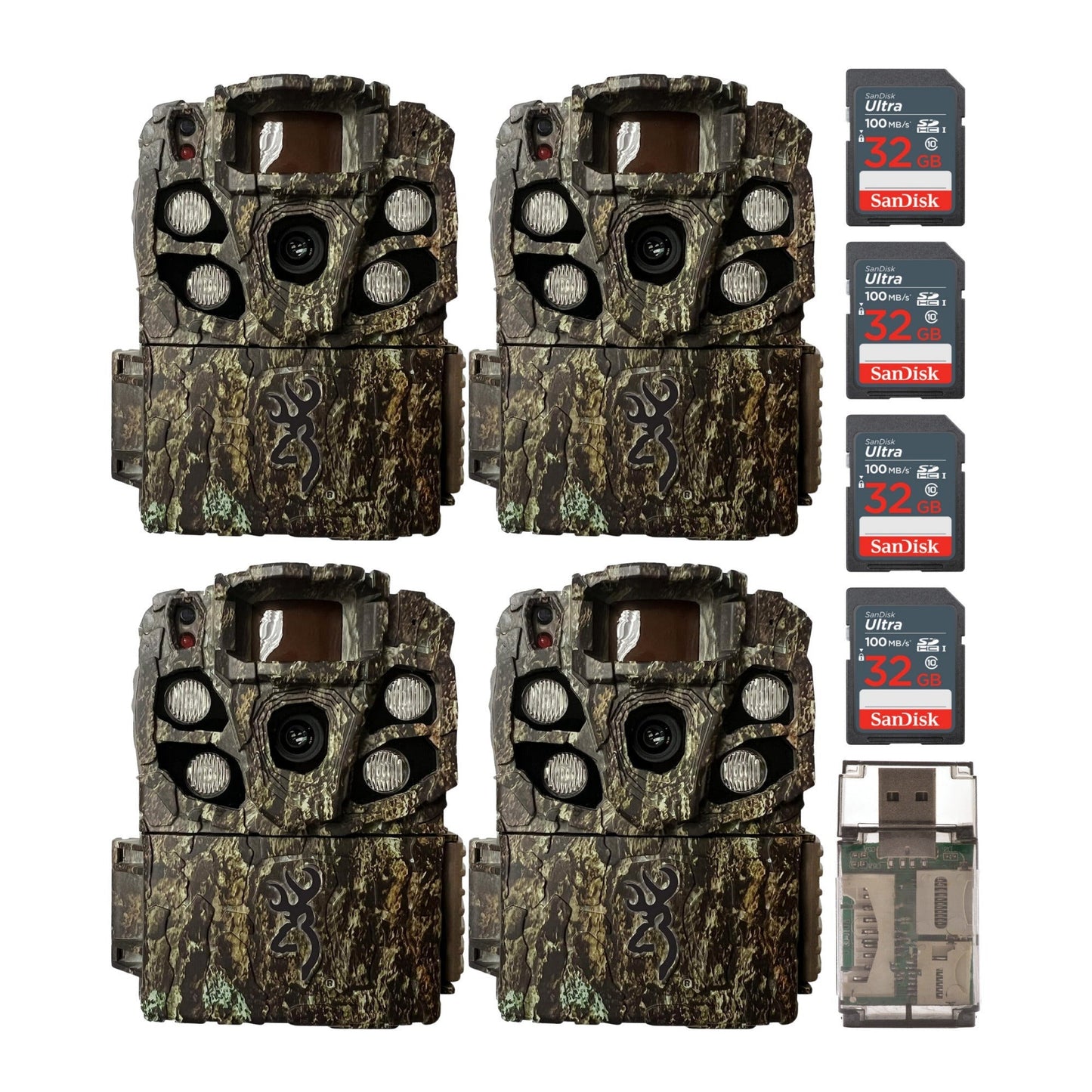 Browning Strike Force Full HD Extreme Trail Camera with 32 GB SD Card and Card Reader (4-Pack)