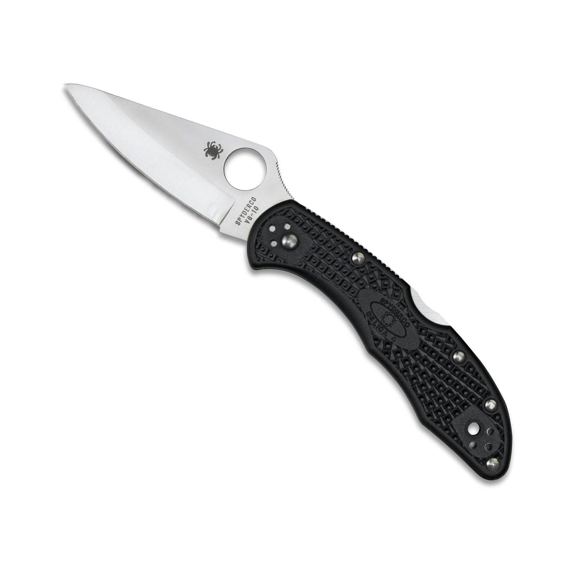 Spyderco Delica 4 7.125-Inch VG-10 Stainless Steel Saber-Ground Blade FRN Folding Knife (Black)