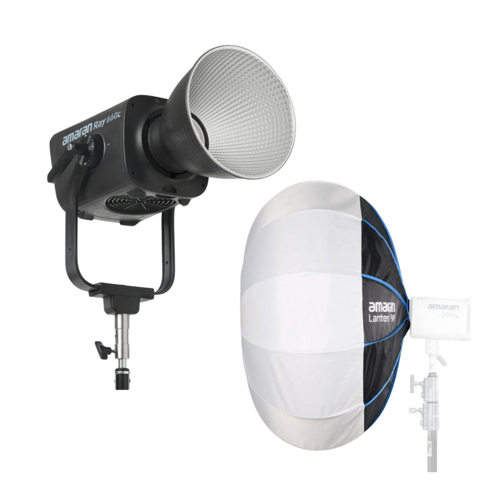 Amaran Ray 660W Full-Color COB Video Light Bundle with 3-Feet Lantern 90 Softbox