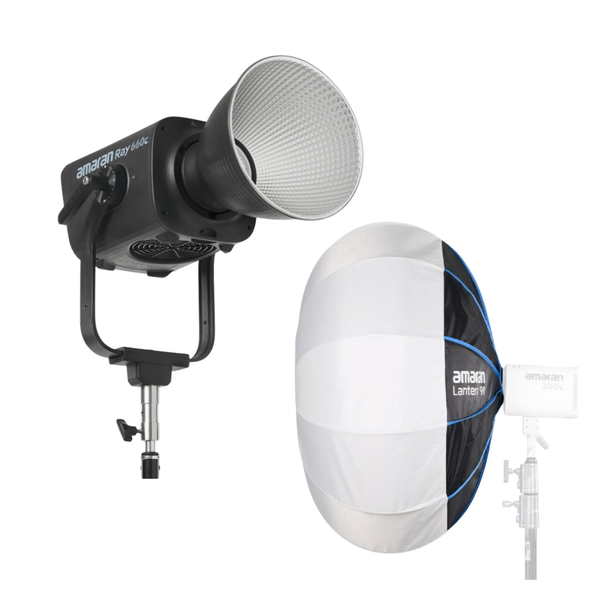 Amaran Ray 660W Full-Color COB Video Light Bundle with 3-Feet Lantern 90 Softbox