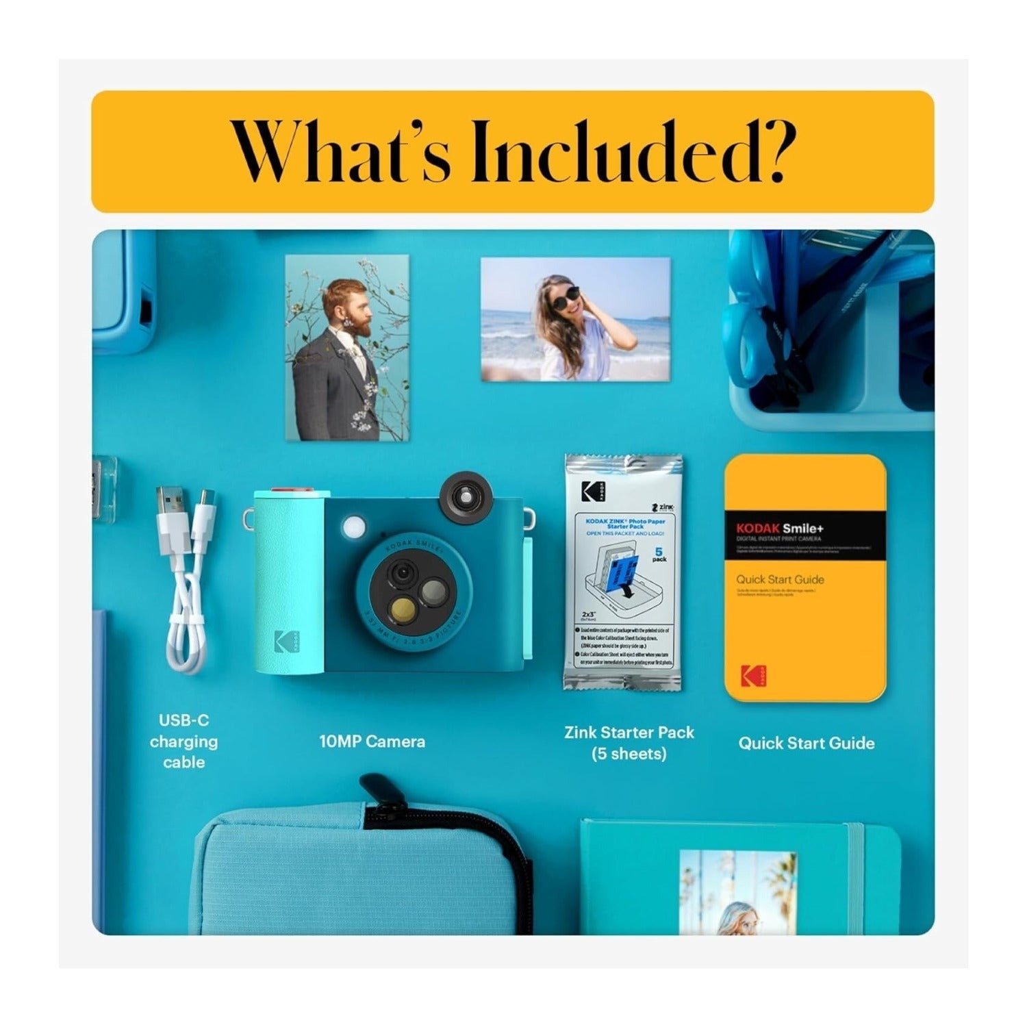KODAK Smile+ Wireless Digital Instant Print Camera with Effect-changing Lens (Blue)