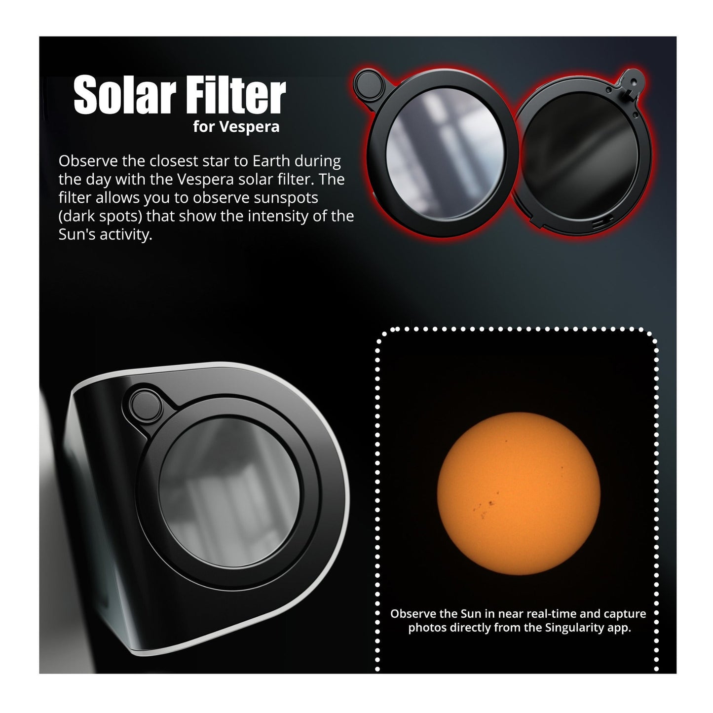 Vaonis Vespera Pro Observation Station Telescope with Vaonis AC021 Solar Filter