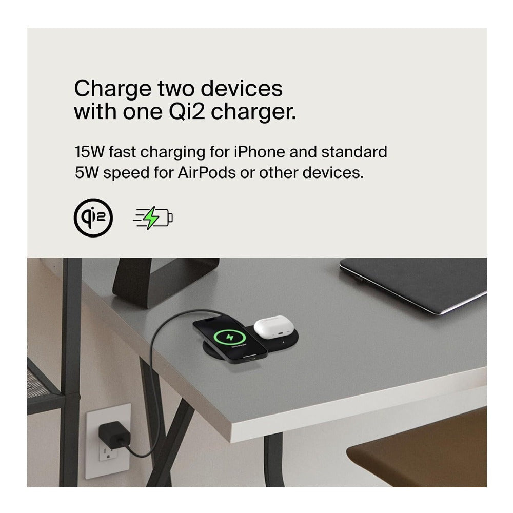 Belkin BoostCharge Pro 2-in-1 Magnetic Wireless Charging Pad with Qi2 (Black)