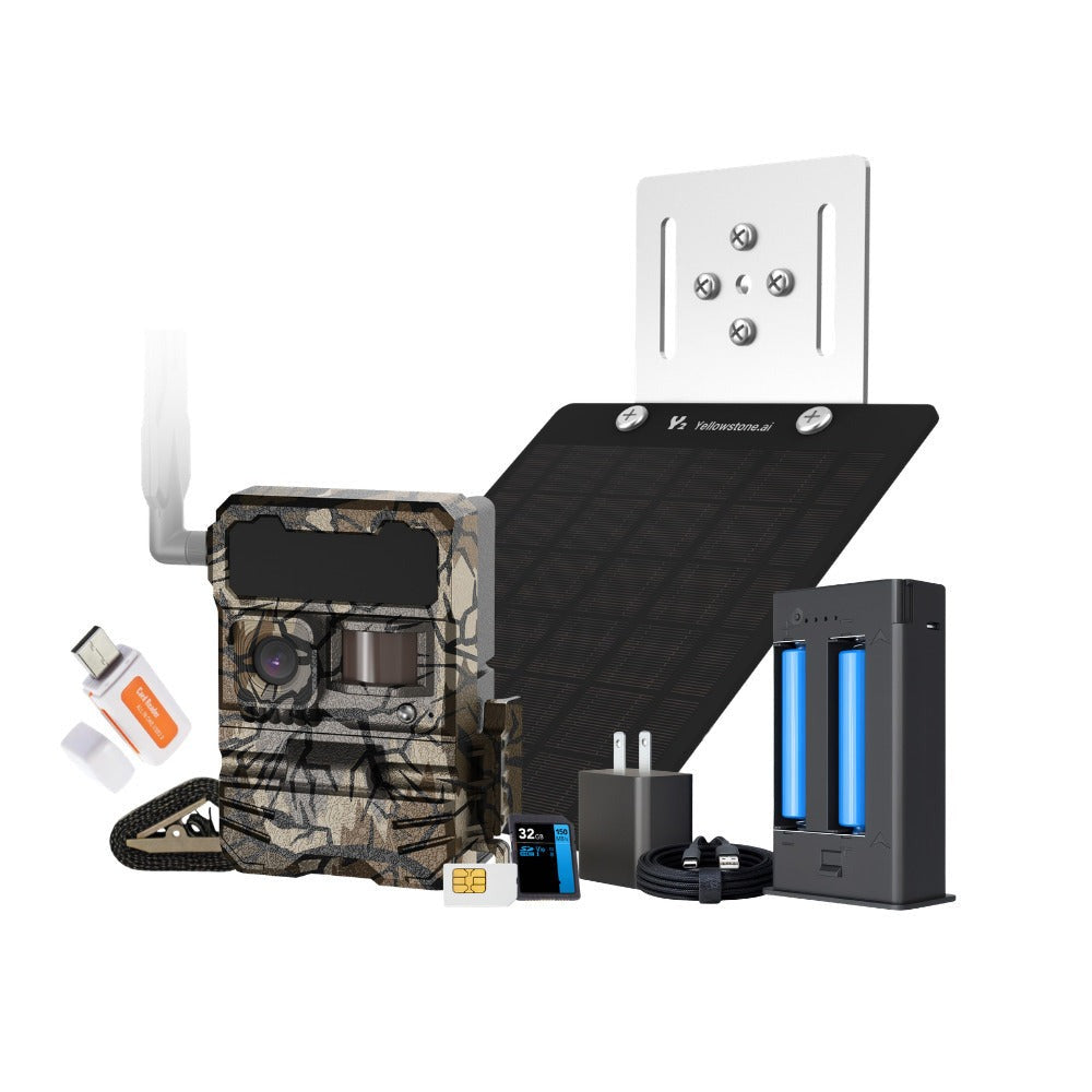 Yellowstone Y2 4G-LTE Wide Lens Cellular Trail Camera Bundle with Accessories