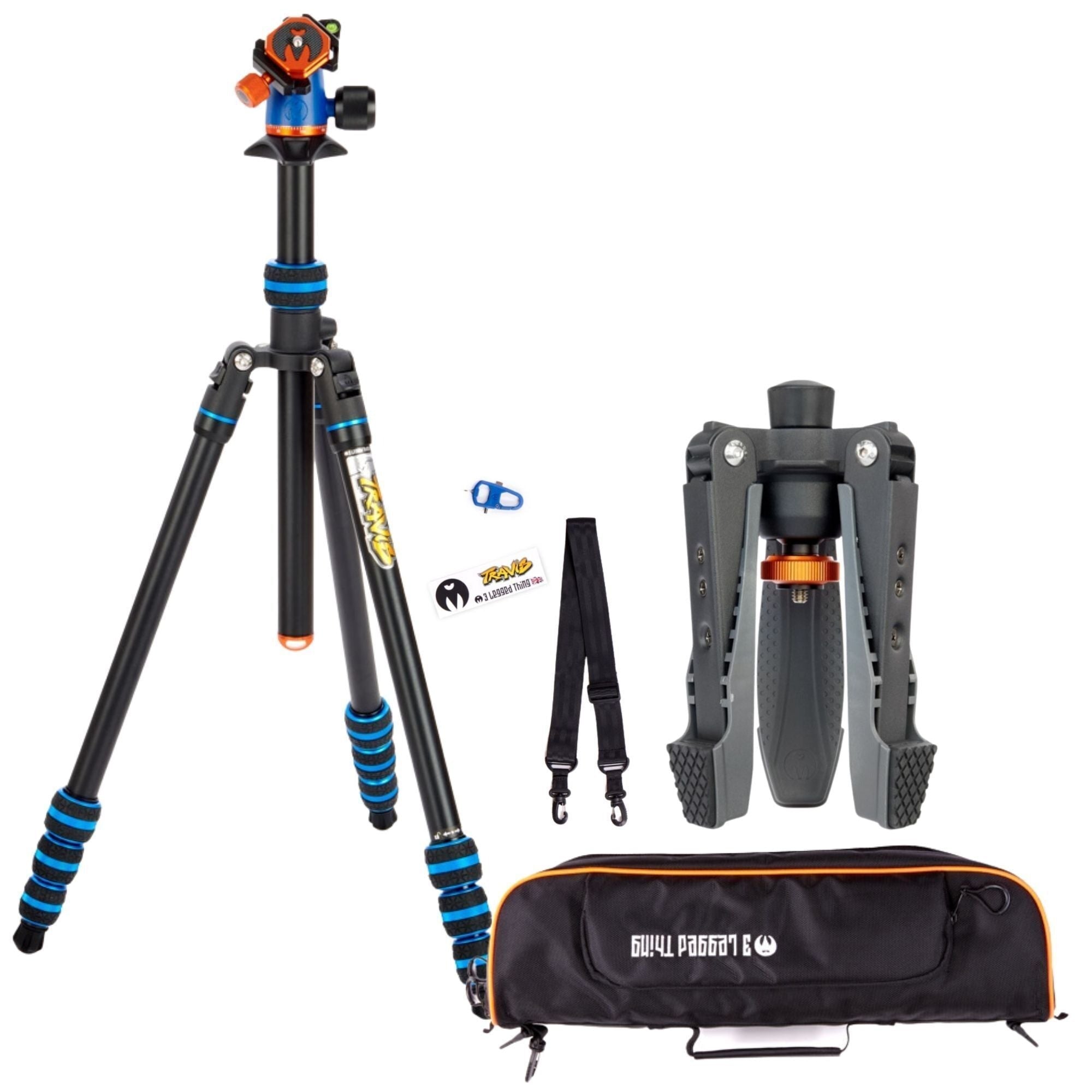 3 Legged Thing PUNKS Travis 2.0 Magnesium Alloy Tripod System (Blue) with Rugged Foot Stabilizer