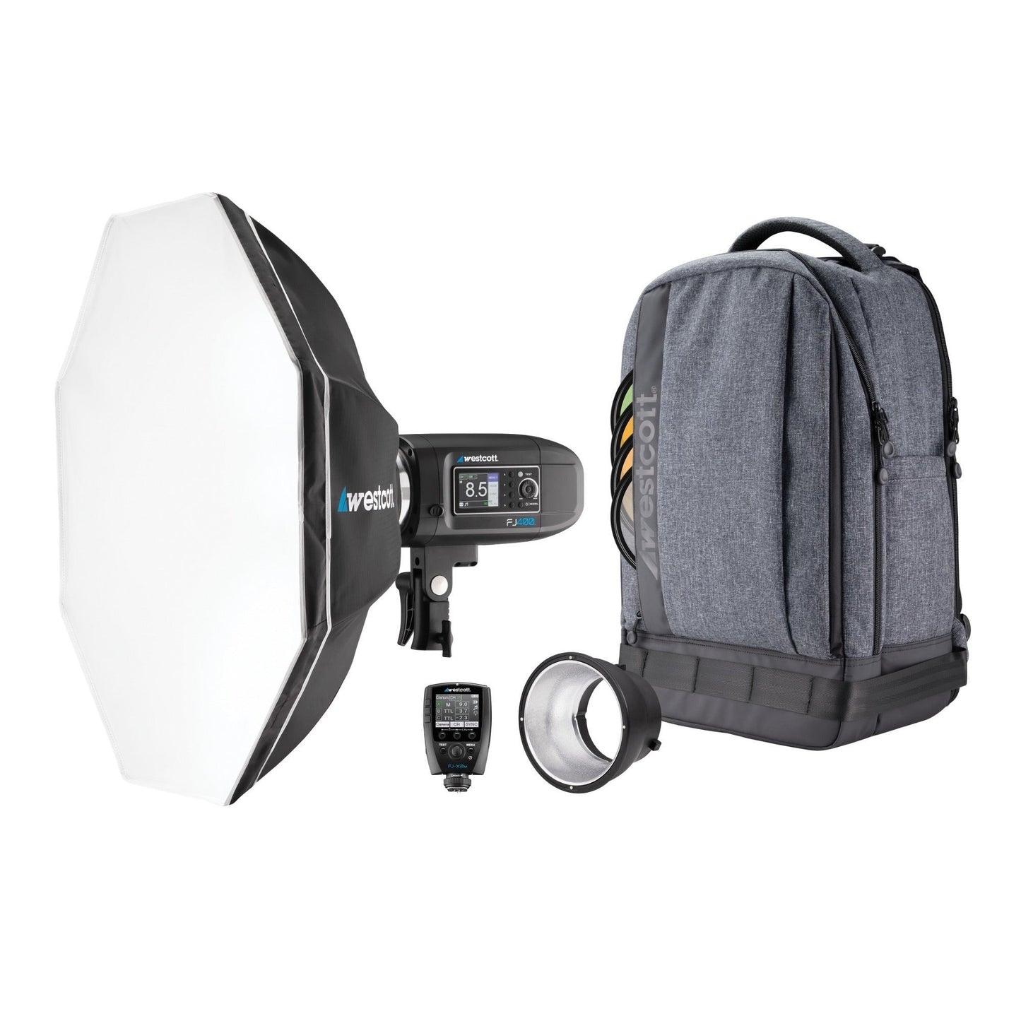 Westcott FJ400 Strobe 1-Light Backpack Kit with FJ-X2m Wireless Trigger and Rapid Box Switch Octa-S